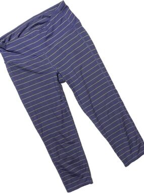 Athleta Lavender-Gray Striped High-Rise Leggings
